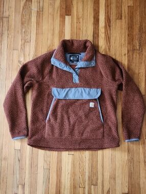 Carhartt Kids Rust Brown Sherpa Pullover with Gray Trim BOYS LARGE